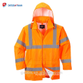 Custom Safety Hi Vis ANSI Reflective Tape Hood Waterproof Rain Jacket Lightweight High Visibility Security Raincoat Hooded